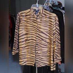 Jones New York Signature Animal Print Blouse (L)